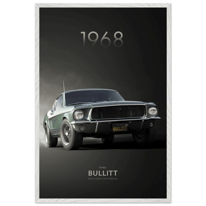 1968 Bullitt Mustang Poster - Framed Print for 50th Anniversary Celebration - Vibrantwalls