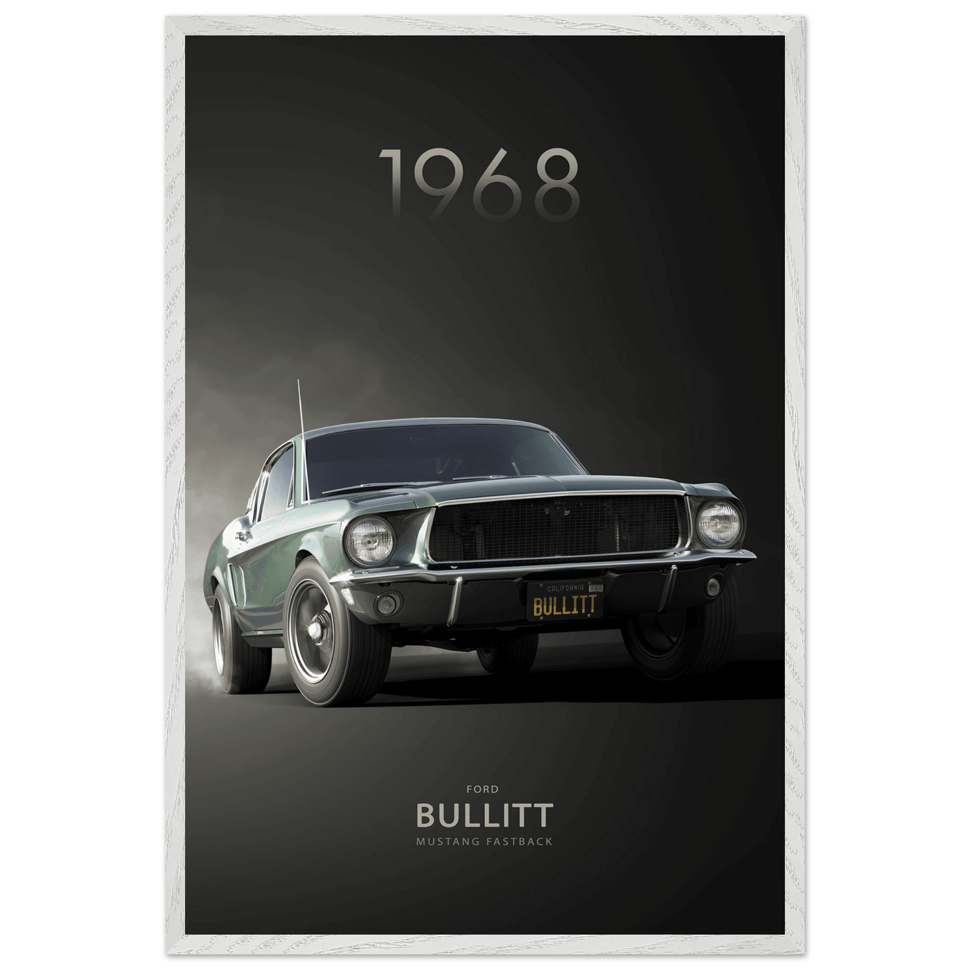 1968 Bullitt Mustang GT - 50th Anniversary Framed Poster | Iconic Green, Ready-to-Hang, Premium Quality - Vibrantwalls