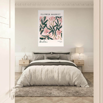 Dubai Flower Market Art Print – Blush Pink & Emerald Green Botanical Framed Poster | Ready-to-Hang - Vibrantwalls