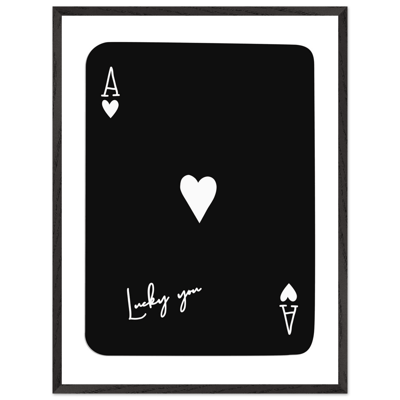 Minimalist Ace of Hearts Poker Card Print - Lucky You Framed Poster Art, Eco-Friendly Wood Frame - Vibrantwalls