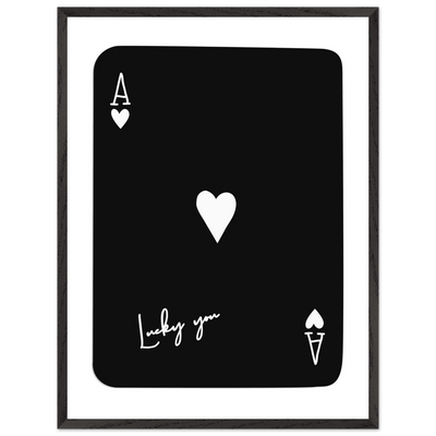 Minimalist Ace of Hearts Poker Card Print - Lucky You Framed Poster Art, Eco-Friendly Wood Frame - Vibrantwalls