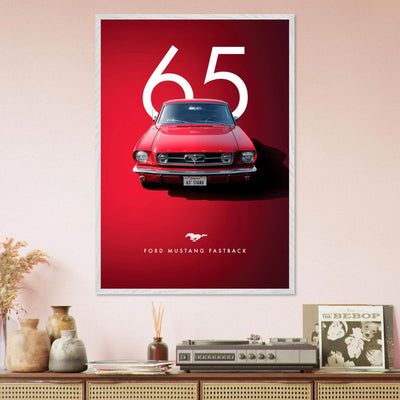 Iconic '65 Ford Mustang Fastback Framed Poster | Timeless Automotive Art, Ready-to-Hang in Your Style - Vibrantwalls