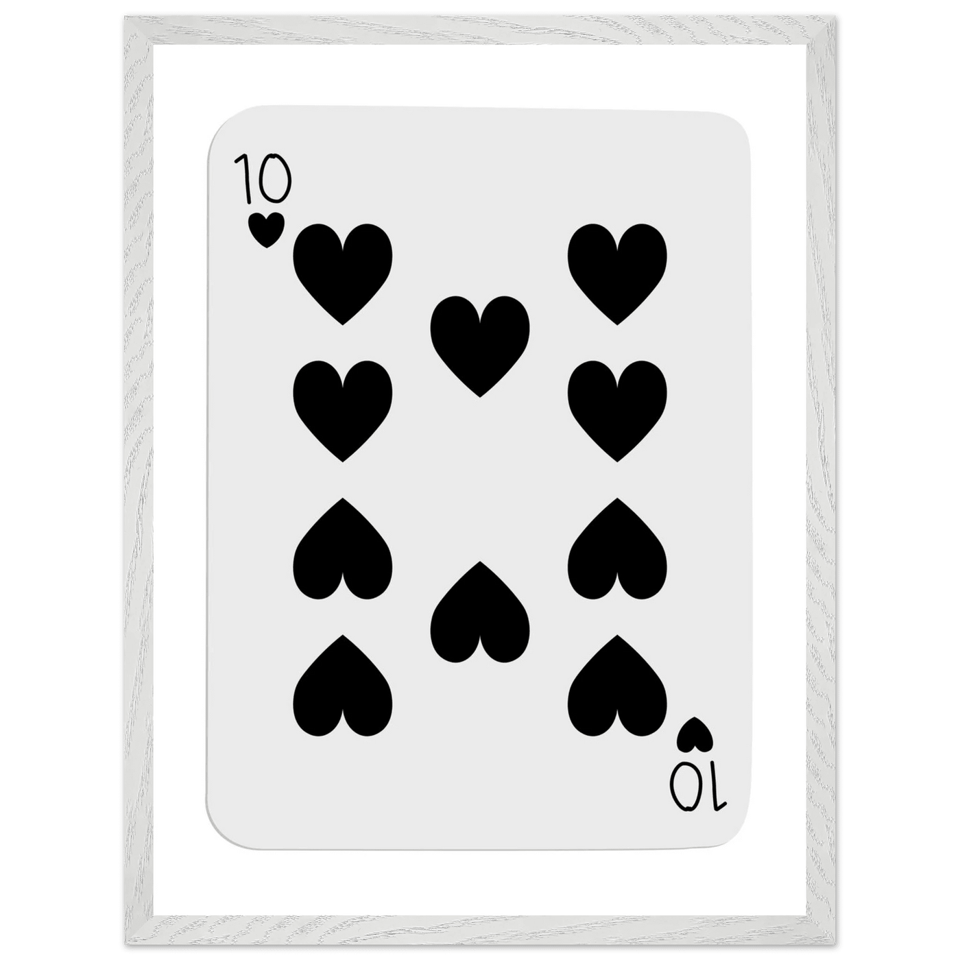 Minimalist Ten of Hearts Poker Card Print - Mounted Framed Eco-Friendly Wall Art for Game Rooms & Modern Decor - Vibrantwalls