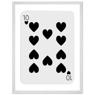 Minimalist Ten of Hearts Poker Card Print - Mounted Framed Eco-Friendly Wall Art for Game Rooms & Modern Decor - Vibrantwalls