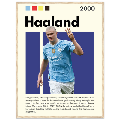Erling Haaland Manchester City Framed Football Poster 60x80 cm 24x32″ Wood frame Vibrantwalls