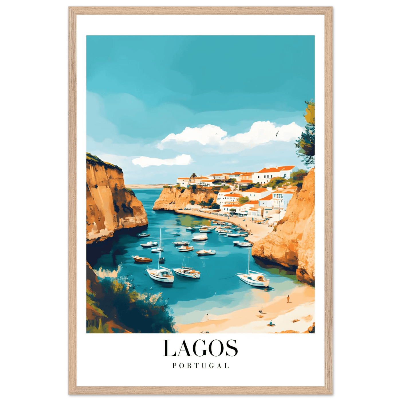 Lagos Portugal Framed Poster – Coastal Charm Travel Art with Wooden Frame - Vibrantwalls