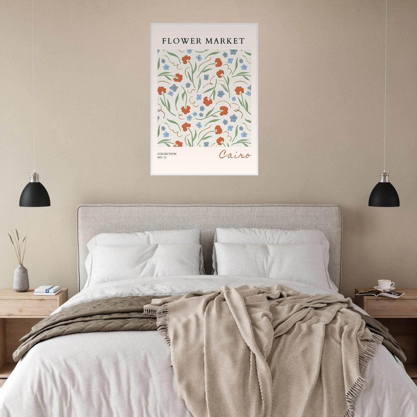 Flower Market Cairo Framed Poster – Abstract Floral Art Print | Earthy Tones & Ready-to-Hang Decor - Vibrantwalls