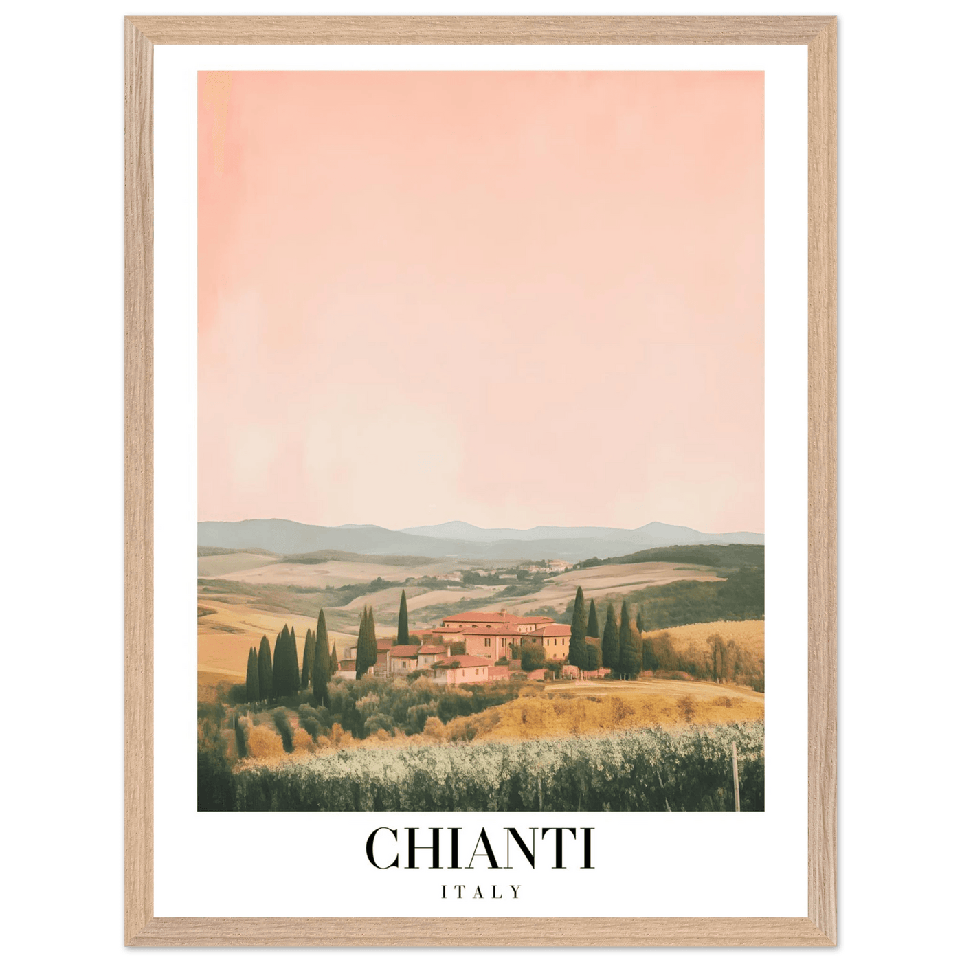 Chianti, Italy Framed Poster – Vintage Tuscan Countryside Wall Art with Customizable Wooden Frame - Vibrantwalls