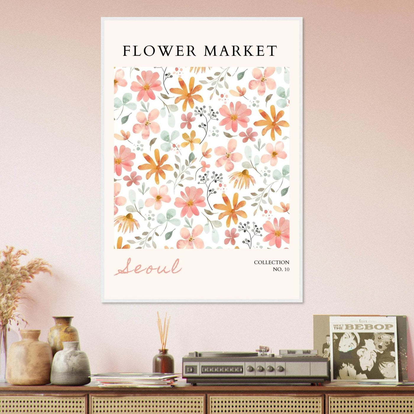 Seoul Flower Market Framed Poster – Delicate Watercolor Blooms & Botanical Art Print | Ready-to-Hang - Vibrantwalls