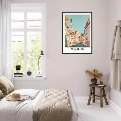 Augsburg Germany Framed Poster – Vintage European Cityscape Wall Art with Wooden Frame in Various Sizes - Vibrantwalls