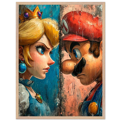 Mario & Peach Pop Art Mounted Framed Poster – Iconic Clash, Eco-Friendly, Ready to Hang - Vibrantwalls