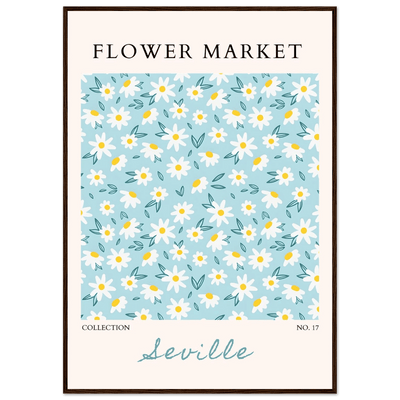 Charming Daisy Field Framed Poster – Pastel Blue & White Floral Art Print | Ready-to-Hang Wall Decor - Vibrantwalls