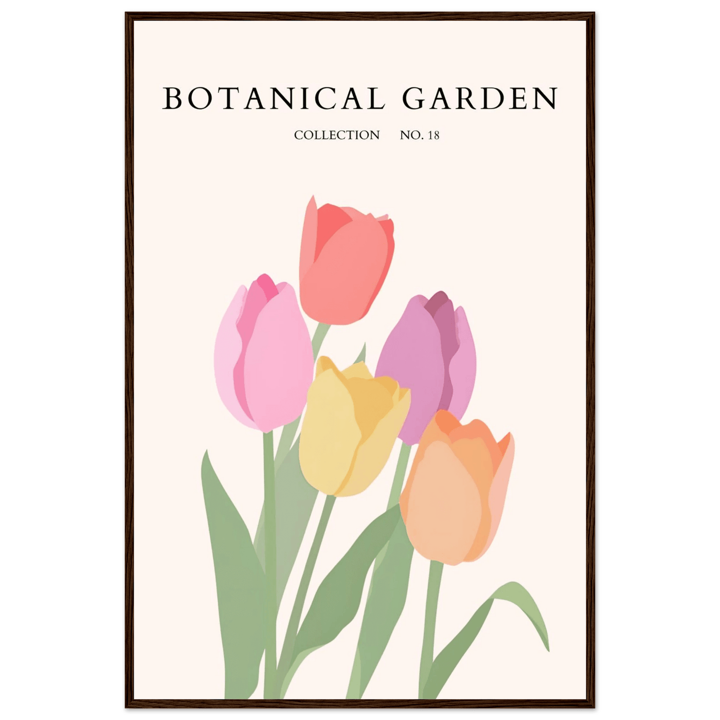 Botanical Garden Tulip Framed Poster – Pastel Bloom Art Print | Ready-to-Hang Floral Decor - Vibrantwalls