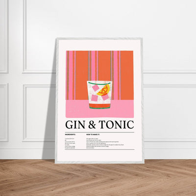 Gin Tonic Cocktail Recipe Minimalist Design Print - Vibrantwalls