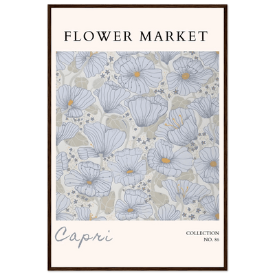 Capri Flower Market Framed Poster – Serene Floral Art Print in Cool Tones | Ready-to-Hang Wall Decor - Vibrantwalls