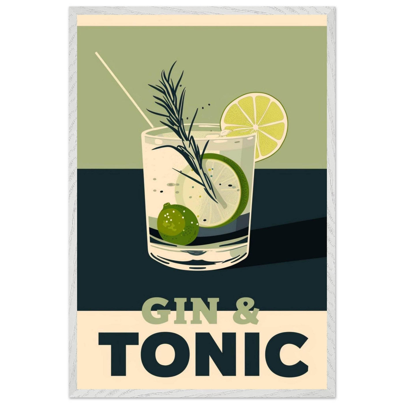 Gin Tonic Cocktail Recipe Contemporary Bar Poster - Vibrantwalls