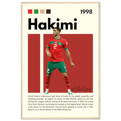 Achraf Hakimi Morocco Framed Football Legend Poster 60x90 cm 24x36″ Wood frame Vibrantwalls