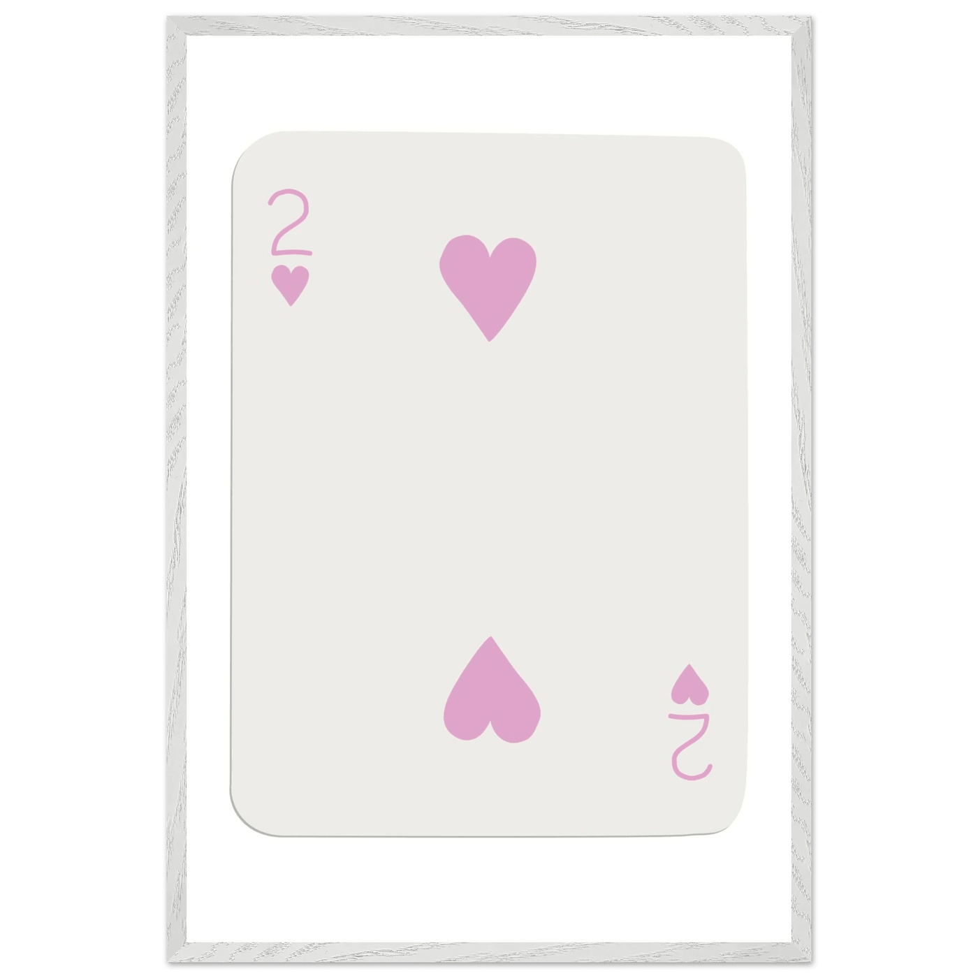 Minimalist Pink Two of Hearts Poker Card Art Print - Framed & Mounted Eco-Friendly Decor, Custom Sizes Available - Vibrantwalls