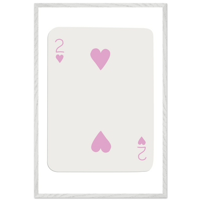 Minimalist Pink Two of Hearts Poker Card Art Print - Framed & Mounted Eco-Friendly Decor, Custom Sizes Available - Vibrantwalls