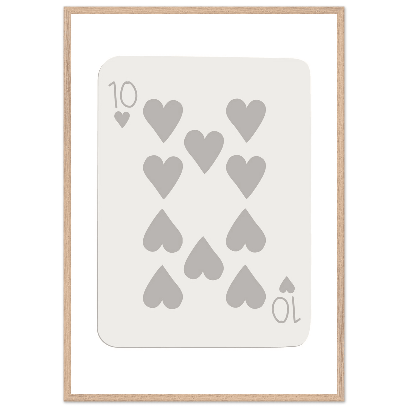 Minimalist Ten of Hearts Playing Card Print - Framed Poster Art, Eco-Friendly Wood Frame in Your Choice of Size & Finish - Vibrantwalls