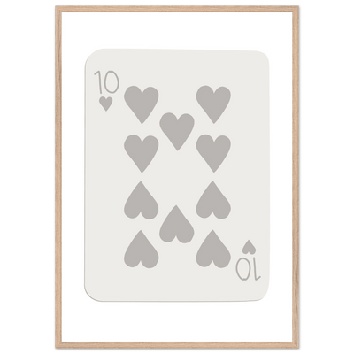 Minimalist Ten of Hearts Playing Card Print - Framed Poster Art, Eco-Friendly Wood Frame in Your Choice of Size & Finish - Vibrantwalls
