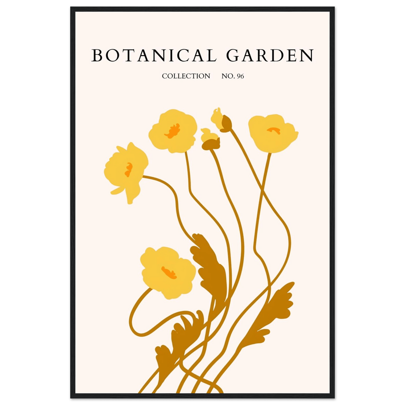 Botanical Garden Framed Art Print – Golden Poppies Abstract Wall Decor | Ready-to-Hang Nature Collection - Vibrantwalls