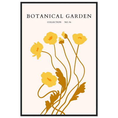 Botanical Garden Framed Art Print – Golden Poppies Abstract Wall Decor | Ready-to-Hang Nature Collection - Vibrantwalls