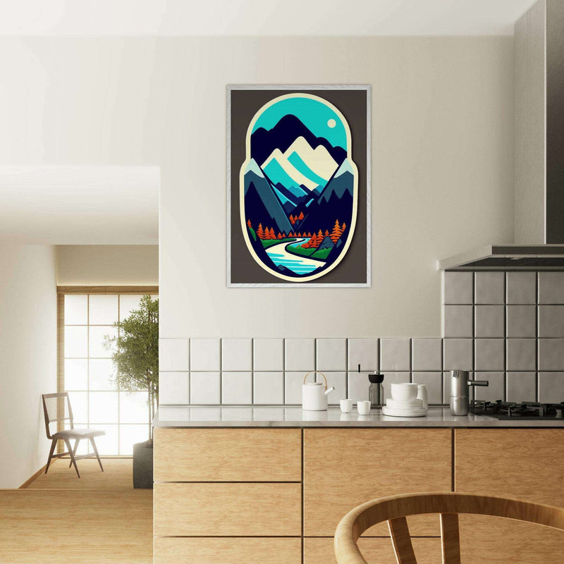 Minimalist Mountain Landscape Cubism Style Abstract Design Wall Art - Vibrantwalls