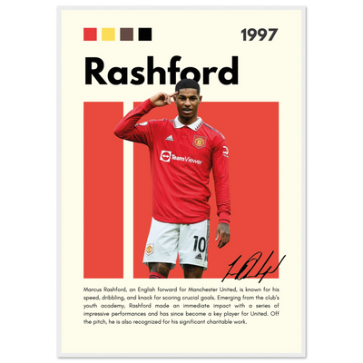 Marcus Rashford Manchester United Soccer Framed Poster – Iconic Red Devil Art Print 70x100 cm 28x40″ White frame Vibrantwalls