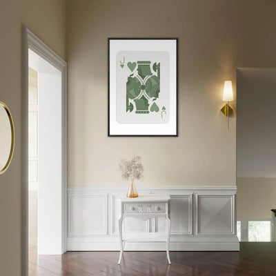 Minimalist Jack of Hearts Poker Card Print - Mounted Framed Eco-Friendly Art with Wood Frame - Vibrantwalls