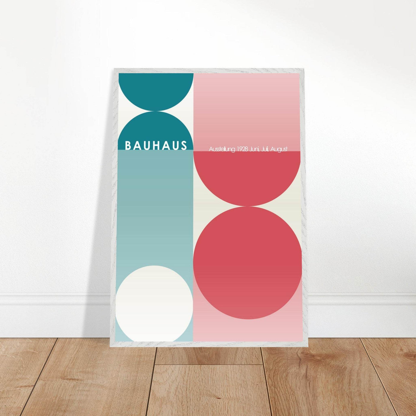 Bauhaus Retro Art Print in Teal and Coral for Unique Retro Decor - Vibrantwalls