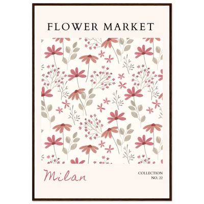 Milan Flower Market Framed Poster – Blush & Sage Floral Art Print | Ready-to-Hang Wall Decor - Vibrantwalls