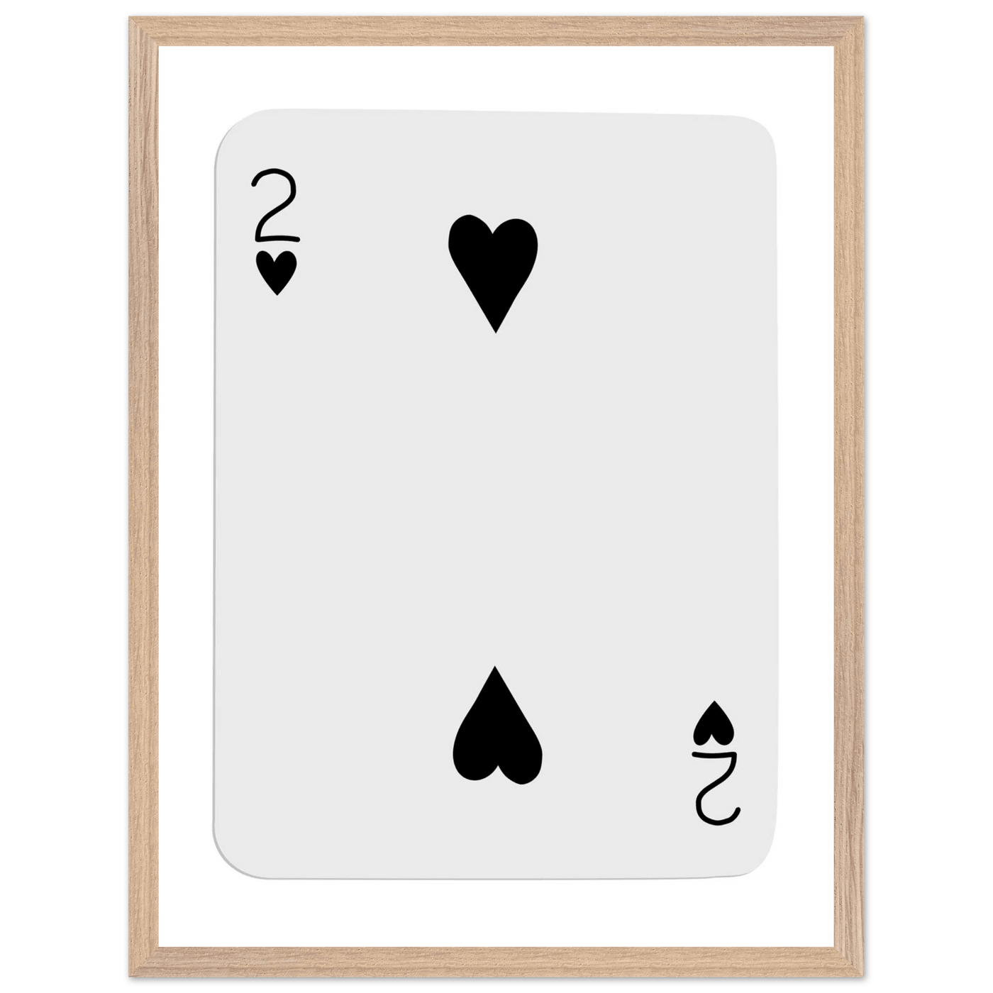 Two of Hearts Poker Card Print - Framed Wall Art, Eco-Friendly Wood Frame in Multiple Sizes & Finishes - Vibrantwalls