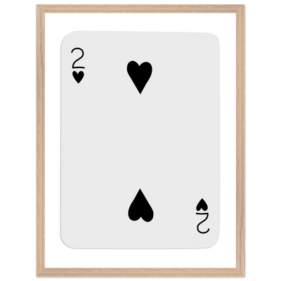 Two of Hearts Poker Card Print - Framed Wall Art, Eco-Friendly Wood Frame in Multiple Sizes & Finishes - Vibrantwalls