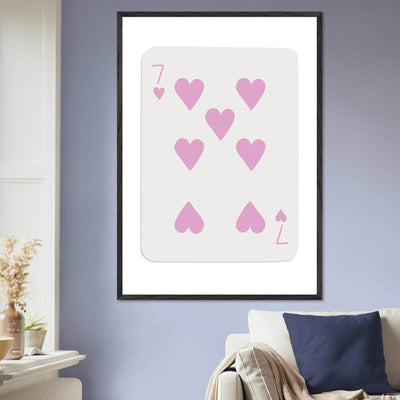 Charming Seven of Hearts Poker Card Print - Mounted Framed Poster Art with Eco-Friendly Wood Frame - Vibrantwalls
