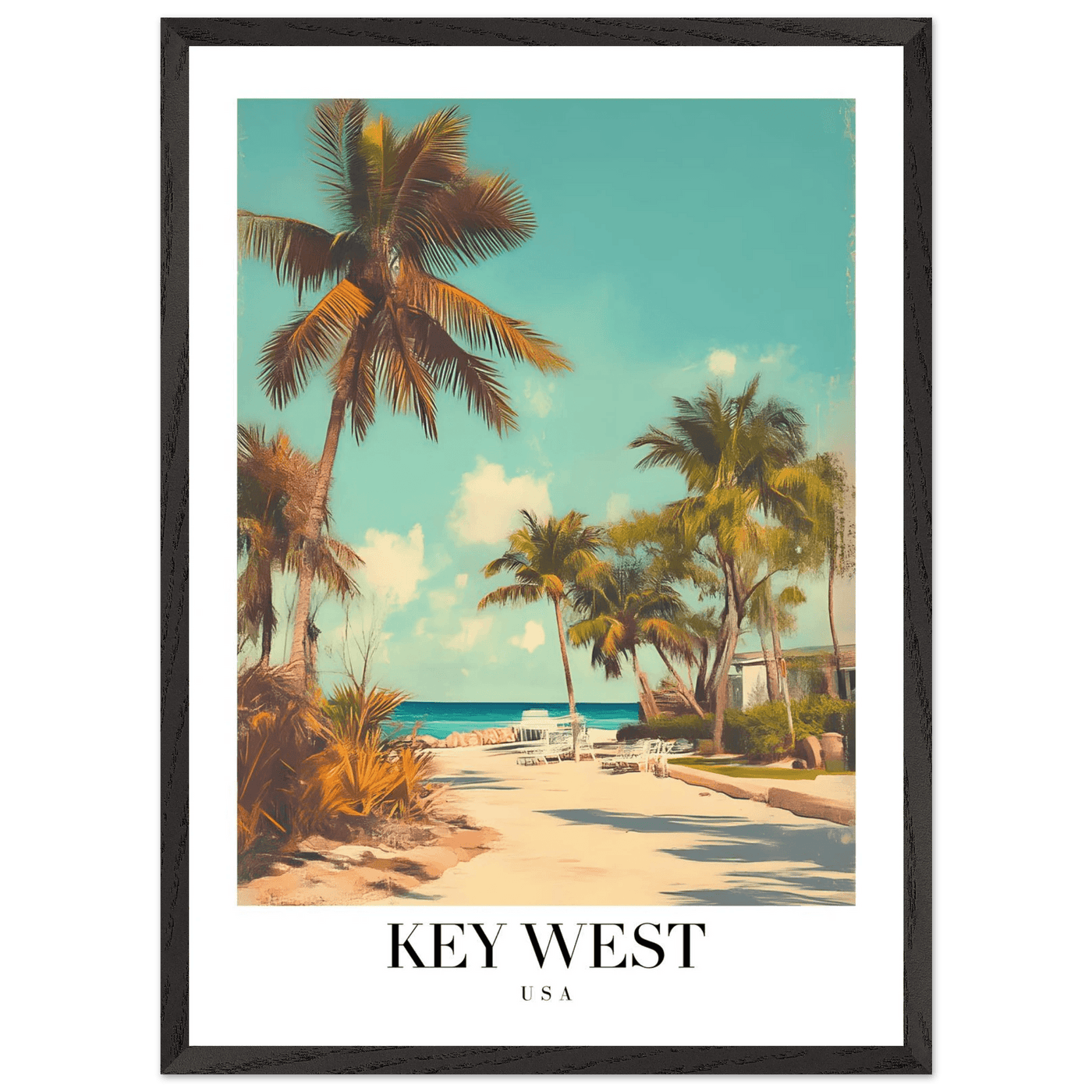 Key West USA Framed Poster – Vintage Travel Wall Art with Wooden Frame - Vibrantwalls