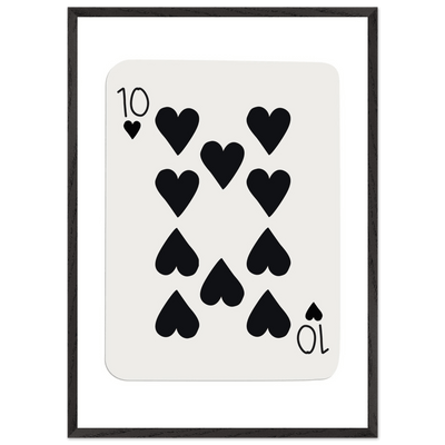 Minimalist Ten of Hearts Poker Card Print - Mounted Framed Poster Art, Eco-Friendly Wood Frame - Vibrantwalls