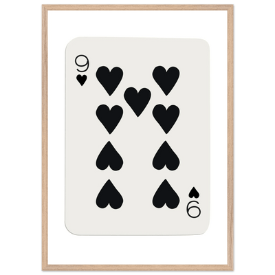 Minimalist Nine of Hearts Poker Card Print - Mounted Framed Eco-Friendly Wall Art in Various Sizes & Frame Finishes - Vibrantwalls