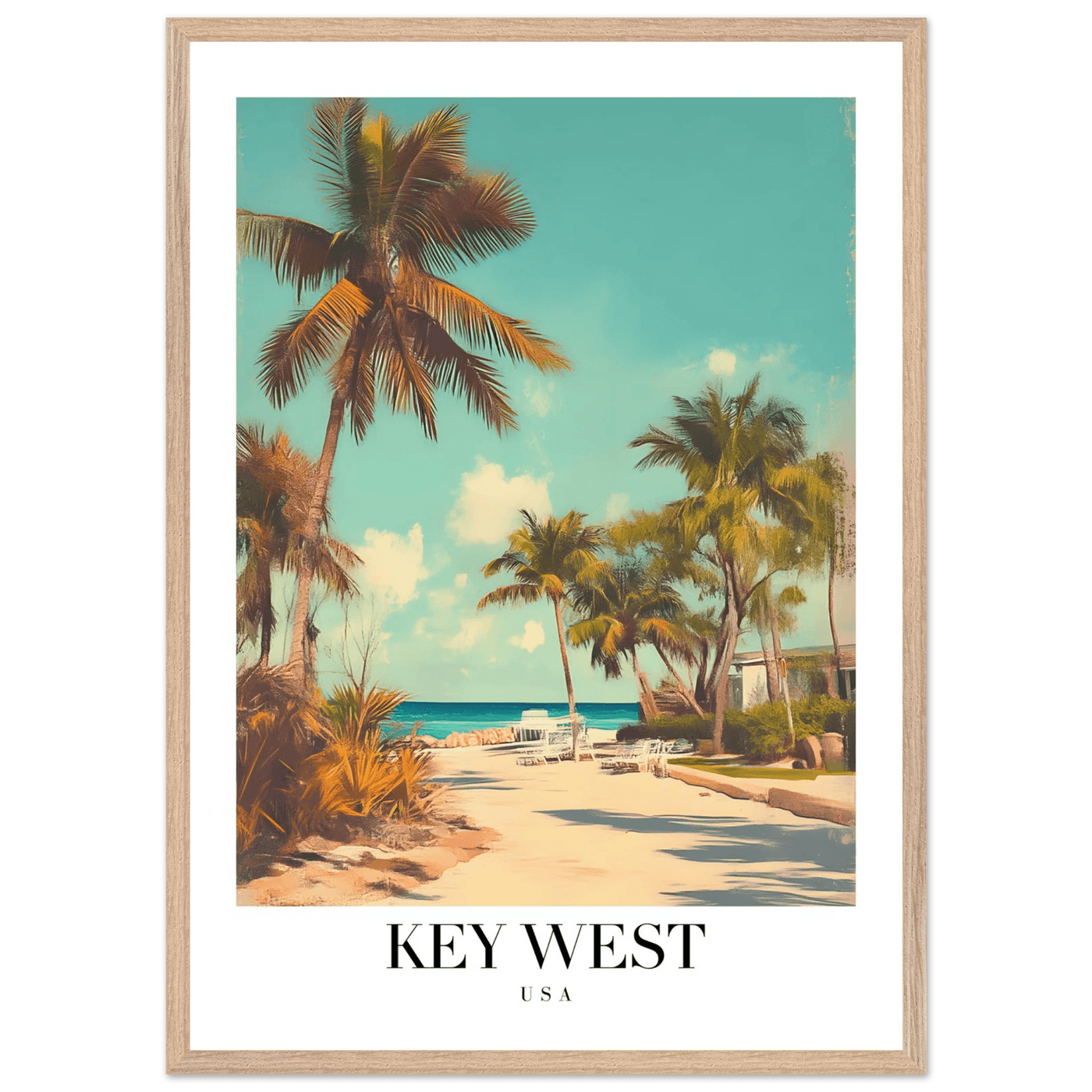 Key West USA Framed Poster – Vintage Travel Wall Art with Wooden Frame - Vibrantwalls