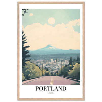 Portland Oregon Framed Poster – Mid-Century Modern Travel Art with Your Choice of Frame - Vibrantwalls