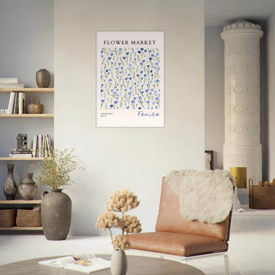 Venice Flower Market Framed Poster – Serene Blue Floral Art Print | Ready-to-Hang Wall Decor - Vibrantwalls