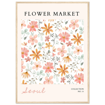 Seoul Flower Market Framed Poster – Delicate Watercolor Blooms & Botanical Art Print | Ready-to-Hang - Vibrantwalls