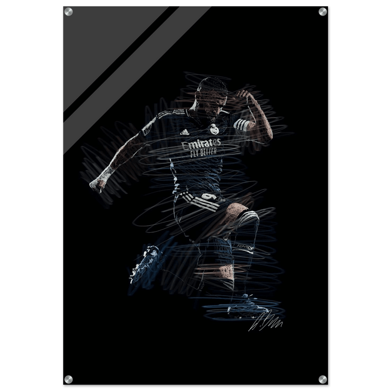 Dynamic Footballer Acrylic Print – Motion-Inspired, Durable, Modern Sports Wall Art - Vibrantwalls