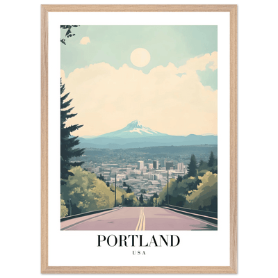 Portland Oregon Framed Poster – Mid-Century Modern Travel Art with Your Choice of Frame - Vibrantwalls