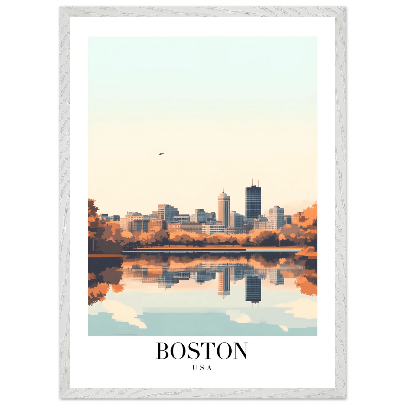 Boston Cityscape Framed Poster – Modern Travel Wall Art with Wooden Frame & Multiple Sizes - Vibrantwalls