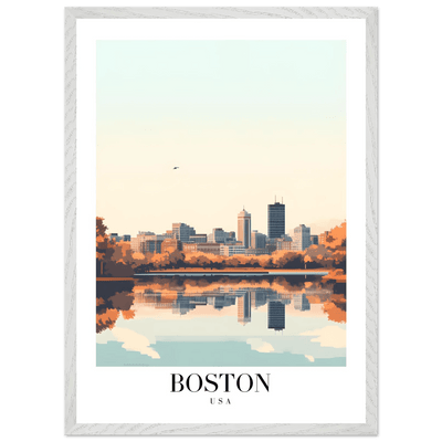 Boston Cityscape Framed Poster – Modern Travel Wall Art with Wooden Frame & Multiple Sizes - Vibrantwalls