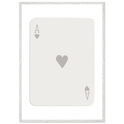 Minimalist Ace of Hearts Poker Card Art - Eco-Friendly Framed Poster Print in Various Sizes & Frame Finishes - Vibrantwalls