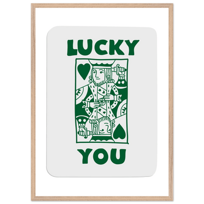 Lucky You Poker King of Hearts Print - Mounted Eco-Friendly Framed Poster Art in Dark Green - Vibrantwalls