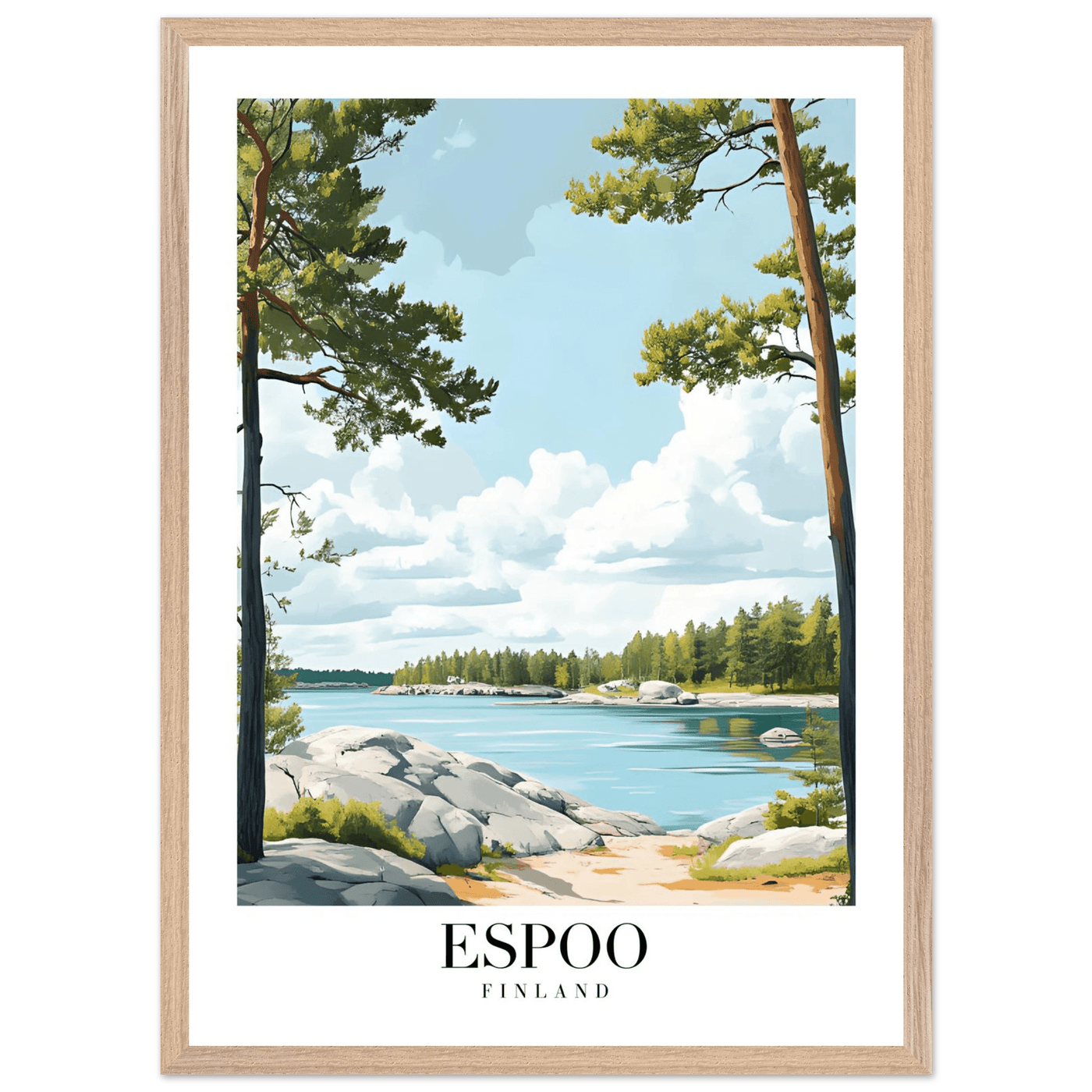 Espoo Finland Framed Poster – Serene Nordic Landscape Wall Art with Wooden Frame - Vibrantwalls