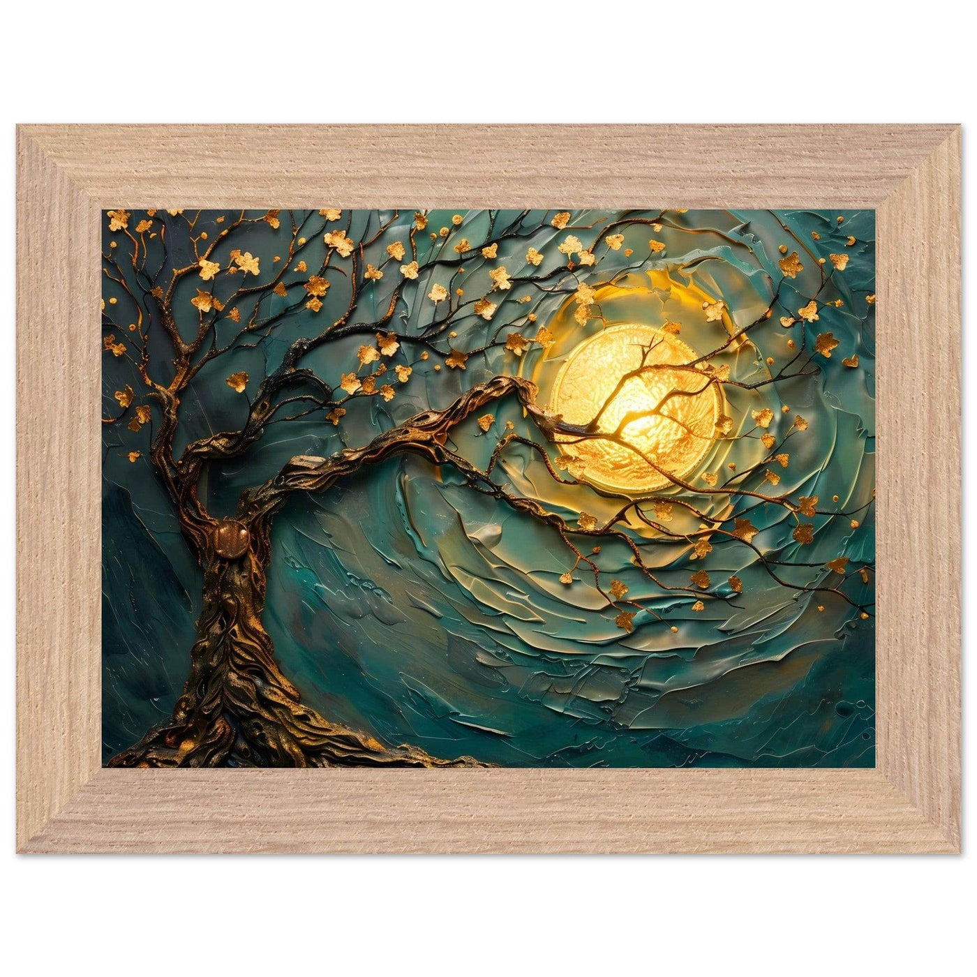 Teal Gold Tree of Life Pendant - Elegance in Nature's Design - Vibrantwalls